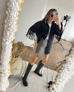 Верхняя рубашка с бахромой из пальтовой шерсти