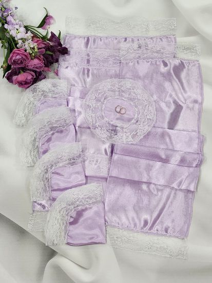 Комплект венчальный 4 предметный со стразами, рельефный цвет:белый с красным