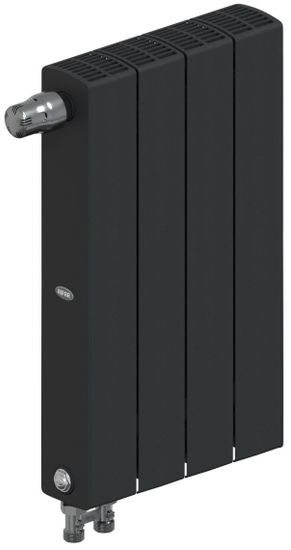 Радиатор Rifar SUPReMO Ventil 500 "антрацит" (RAL 7016) - 4 секции подключение нижнее (левое)