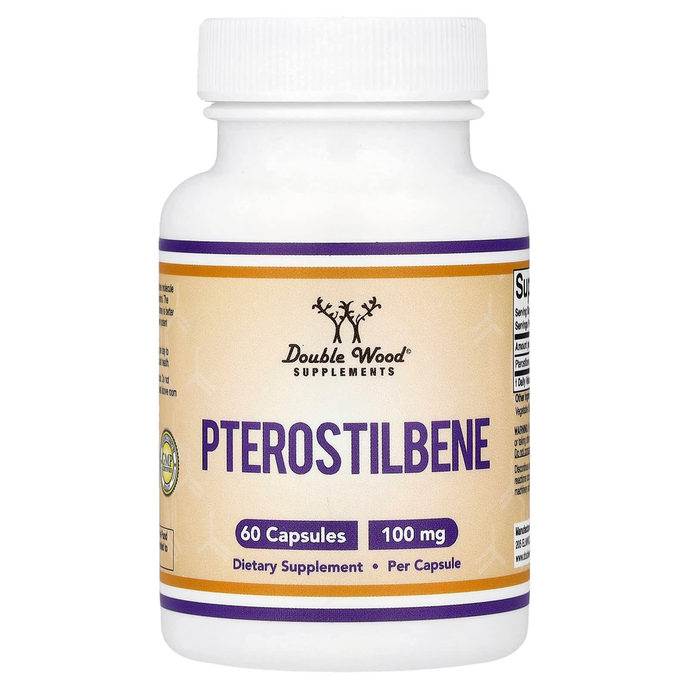 Double Wood Supplements, Pterostilbene, 100 mg, 60 Capsules