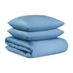 Комплект постельного белья из премиального сатина джинсово-синего цвета из коллекции essential, 150х