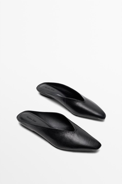 Massimo Dutti Мюли из мягкой кожи, черный