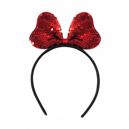 Ободок Нарядный бант с пайетками Красный