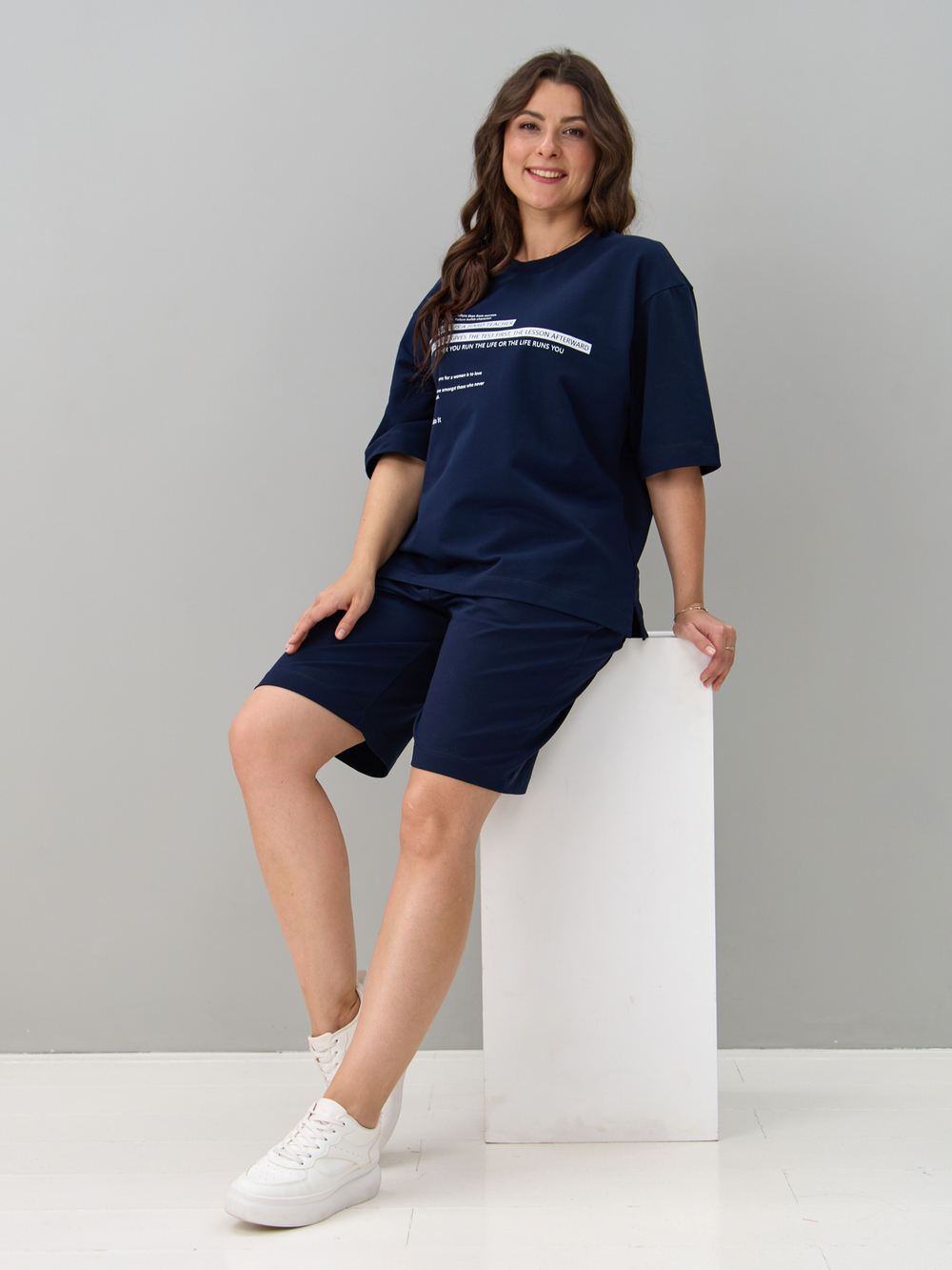 Костюм с шортами КНф-101П/темно-синий