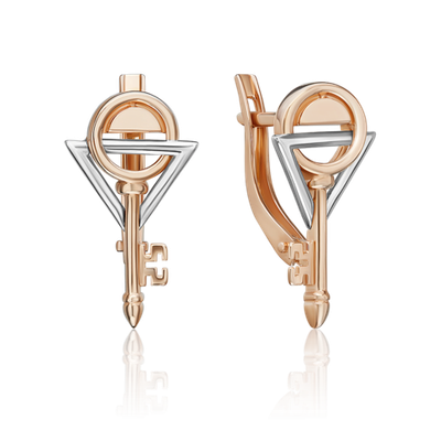 Серьги «Секрет успеха» с английским замком из комбинированного золота 02-5308-00-000-1111