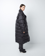 Пуховик двубортный из итальянского нейлона черный