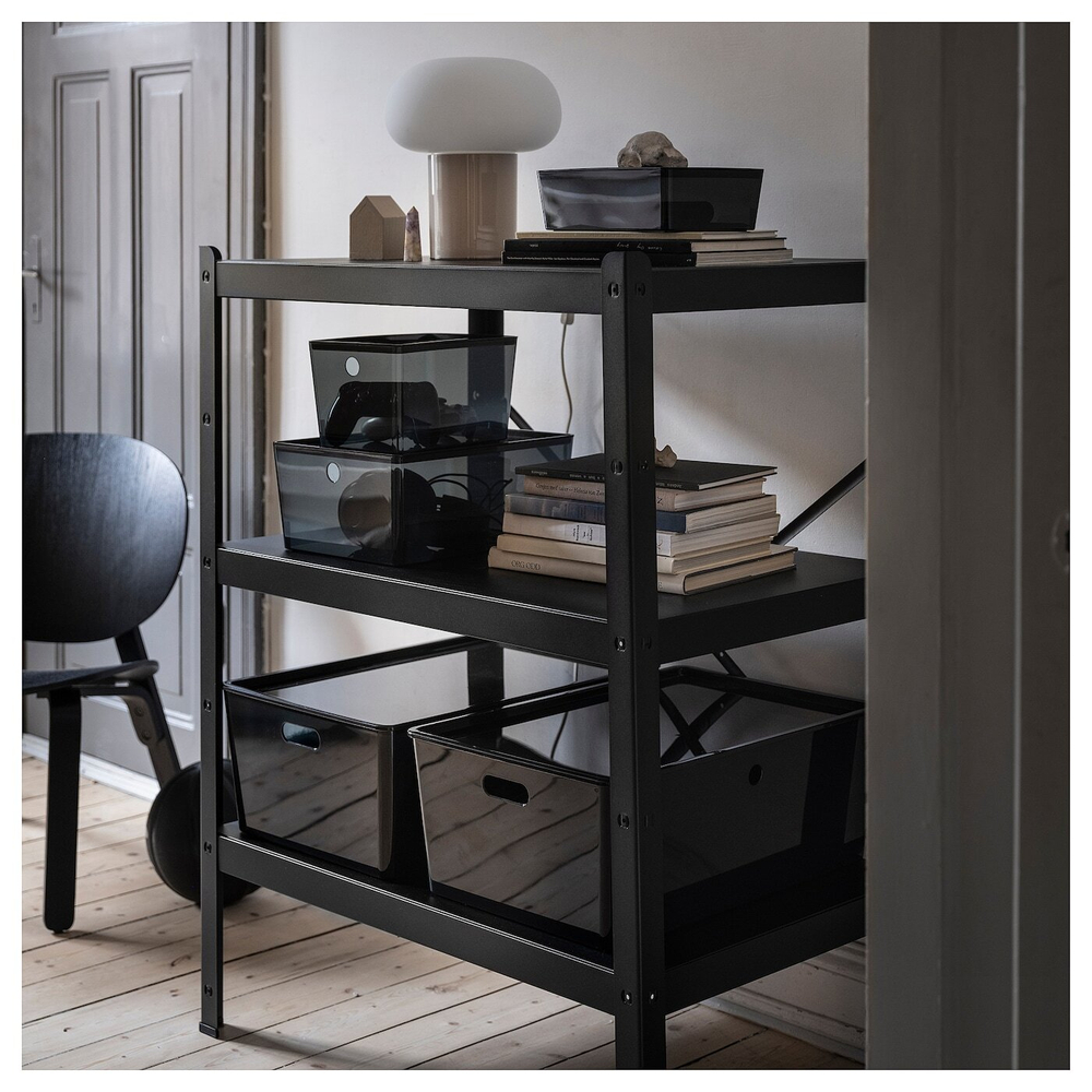 Коробка для хранения с крышкой IKEA KUGGIS (КУГГИС), Черный, 37x54x21 см