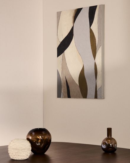 Абстрактный холст Marvilo серо-горчичного цвета 60 x 90 см