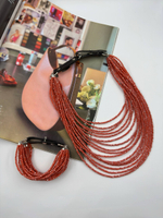 Браслет "Венеция, оттенок рябина, венец.стекло, натур.кожа