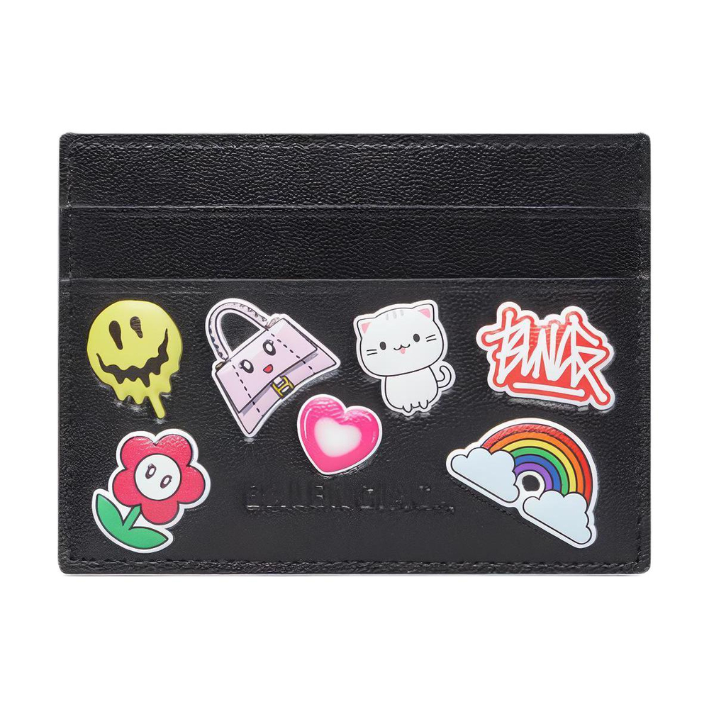 Balenciaga Cow Leather Wallet, Coin Purse, Card Holder Unisex Black