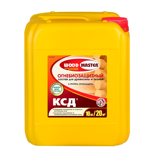 Пропитка по дереву WOODMASTER КСД  огнебиозащита II ст.бесцв.  10кг (Рогнеда) НЕМОРОЗОСТ. от -5 С