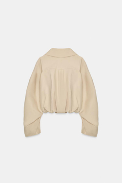 ZARA КОРОТКАЯ КУРТКА-ТРЕНЧ С РЮШАМИ, БЕЖЕВЫЙ