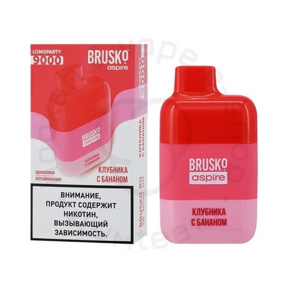Одноразовая ЭС BRUSKO LONGPARTY 9000 с ароматом Клубники с бананом, 20мг/см3, 9 мл. (М)