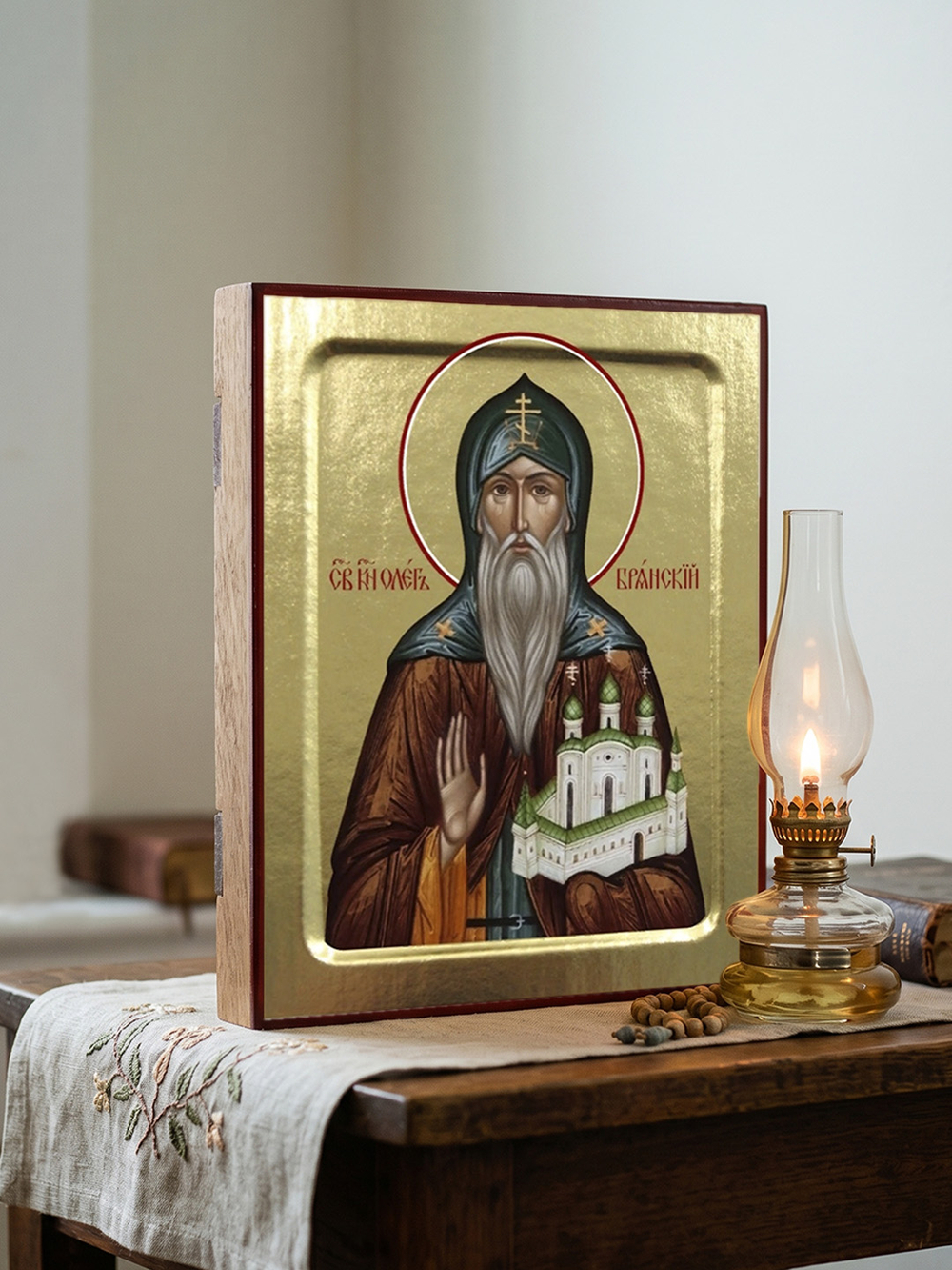 Икона Олега Брянского, благоверного князя на дереве: 125 х 160 (Синопсисъ)
