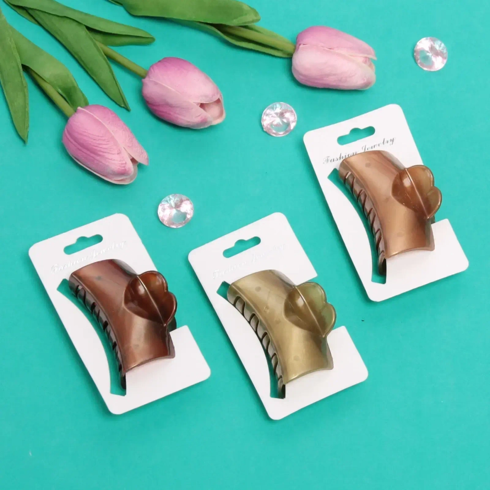 Заколка-краб для волос на блистере «Gold Collection - Vita», микс 3 цвета, 6см