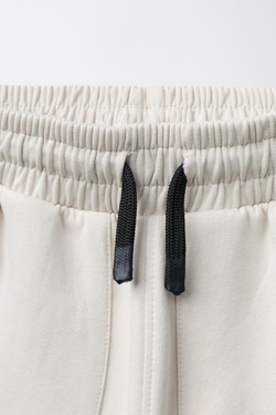 ZARA СПОРТИВНЫЕ БРЮКИ-ДЖОГГЕРЫ ИЗ INTERLOCK, ЭКРЮ