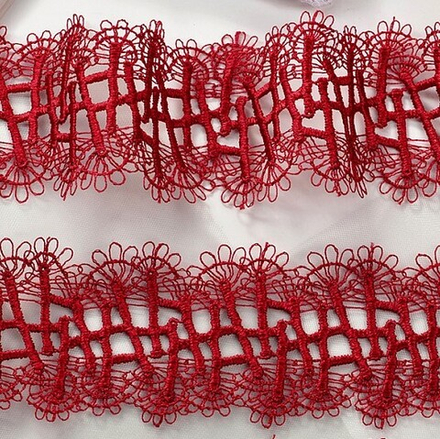 Кружево гипюр KRUZHEVO TR.2009 шир.45мм цв.06 бордо, упак9м.