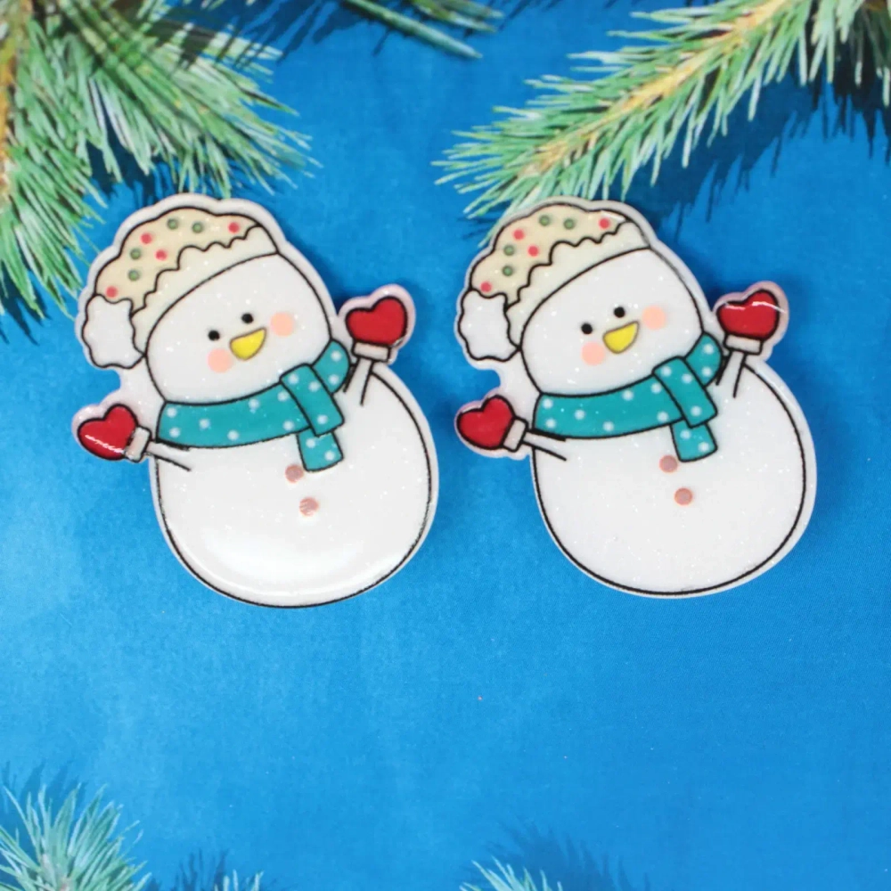 Зажимы для волос детские 2шт «БИСКВИТ», Снеговик, 5см