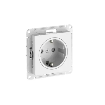 ATLASDESIGN ART РОЗЕТКА с заземлением со шторками, 16А, механизм, быстрозажим. клем., БЕЛЫЙ