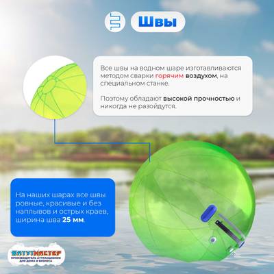 Аттракцион Водный шар ПВХ «Зелёный» 1,8*1,8*1,8 м
