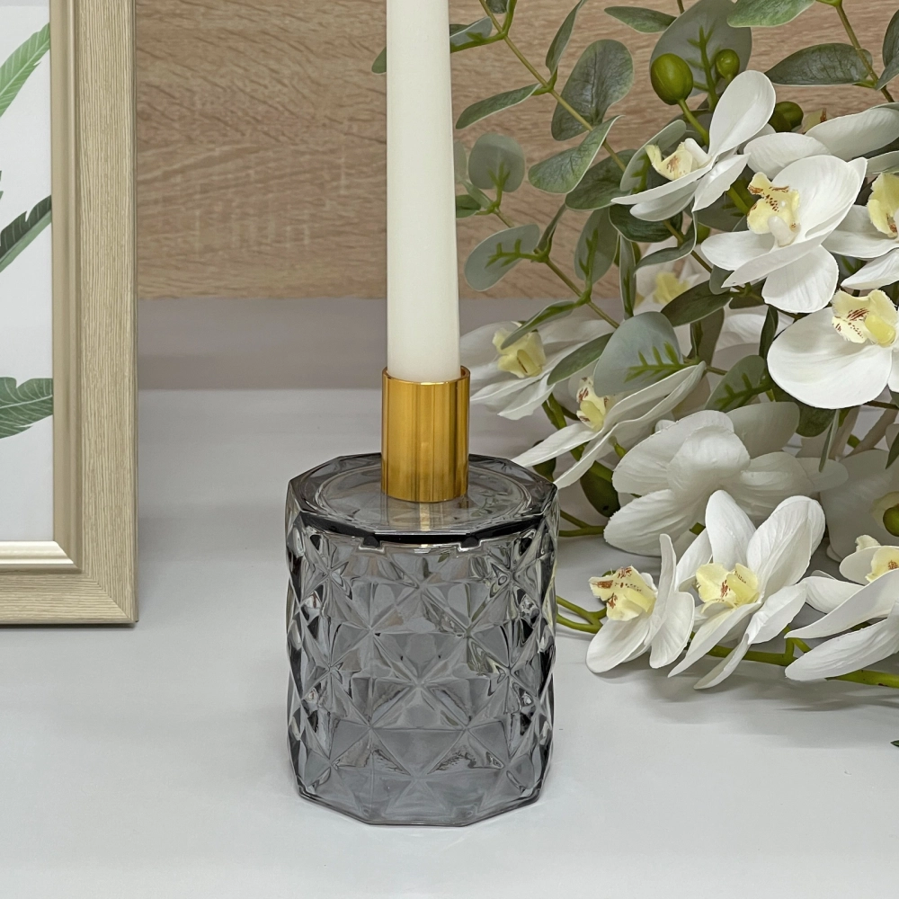 Подсвечник «Грани» 7,8*13 см, Графит