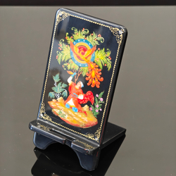 Сувенирная подставка для телефона с росписью Палех "Иван-царевич и Жар-птица"