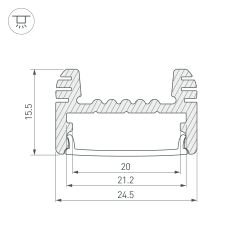 Профиль ARH-WIDE-H16-2000 ANOD (Arlight, Алюминий) 018816
