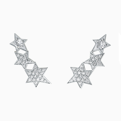 Серебряные серьги - пусеты "Млечный путь"