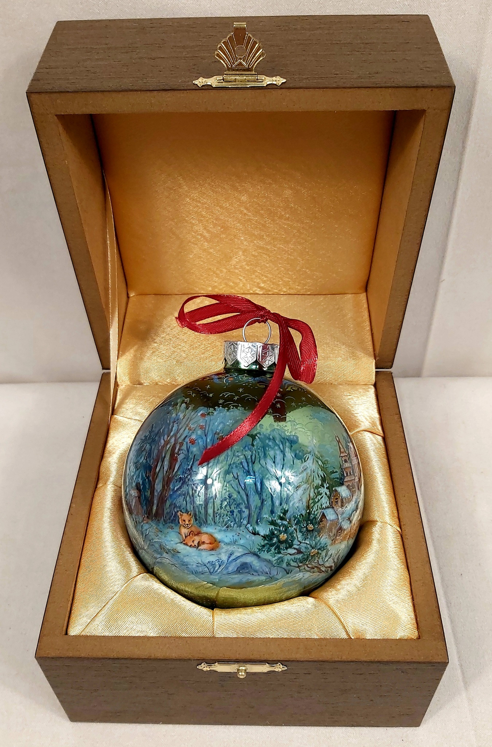 Шар новогодний с ручной росписью Палех "Снегурочка" в футляре