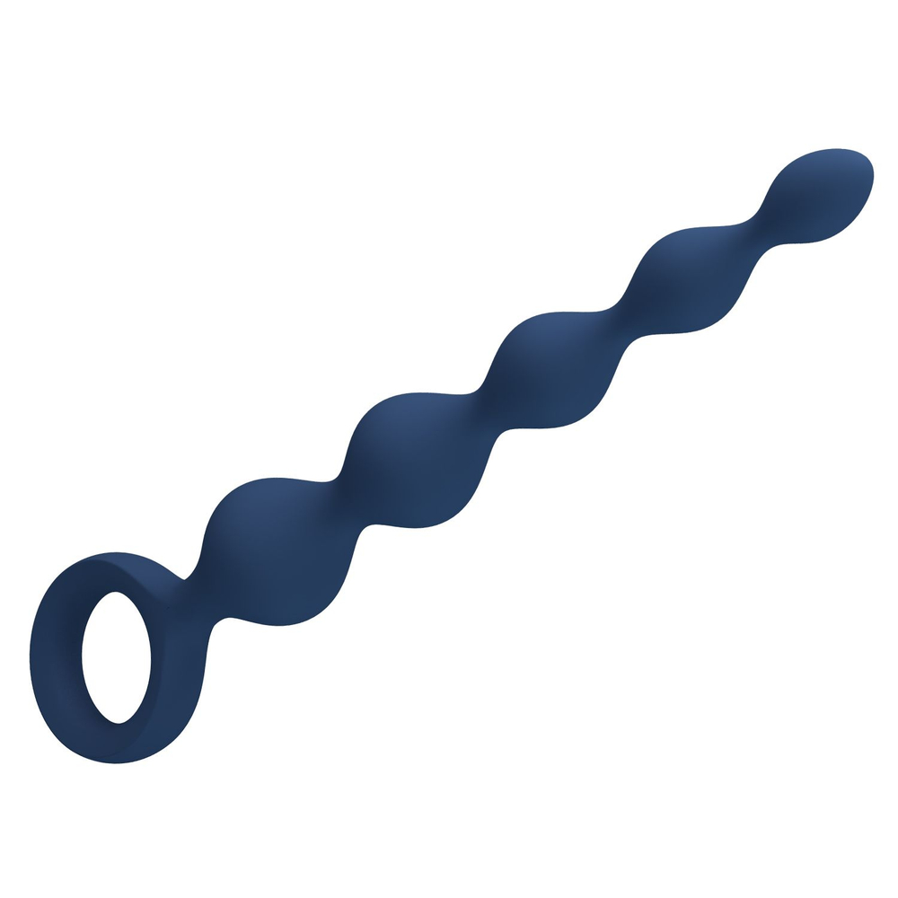 Синяя анальная ёлочка с кольцом 5 Beads Anal Bead - 20,4 см. (Цвет: синий)