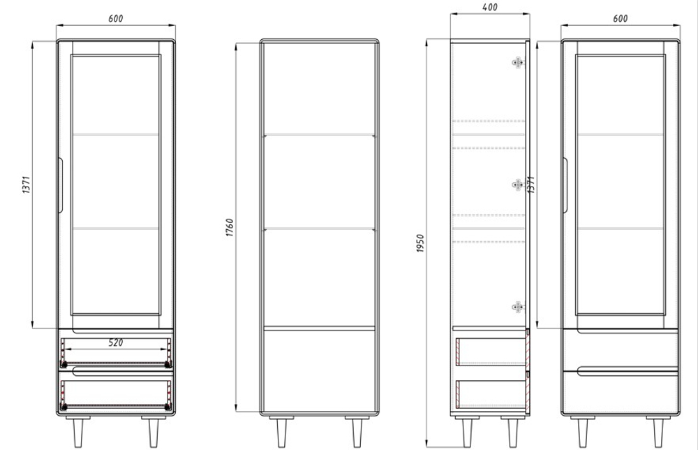 Шкаф-витрина из массива Amandi для гостиной