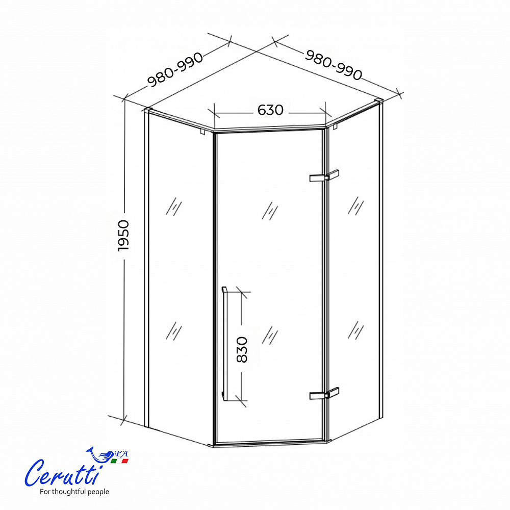 Душевое ограждение Ceruttispa C2AF R (100x100x195)