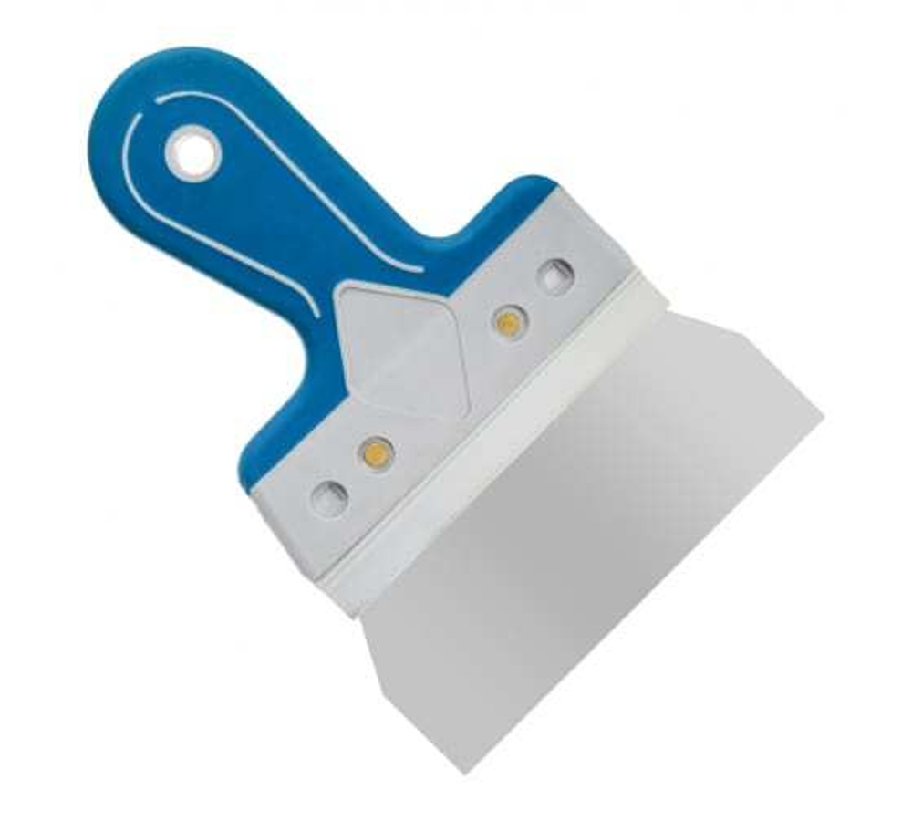 Шпатель фасадный прямой нерж.сталь 0,6мм двухкомпонентная литая рукоятка 150мм 12-9-015