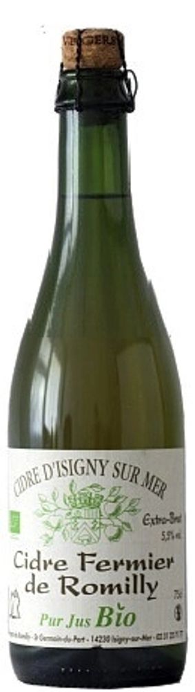 Сидр Фермье Де Ромийи Экстра Брют / Cidre Fermier De Romilly Bio Extra Brut 0.375 - стекло