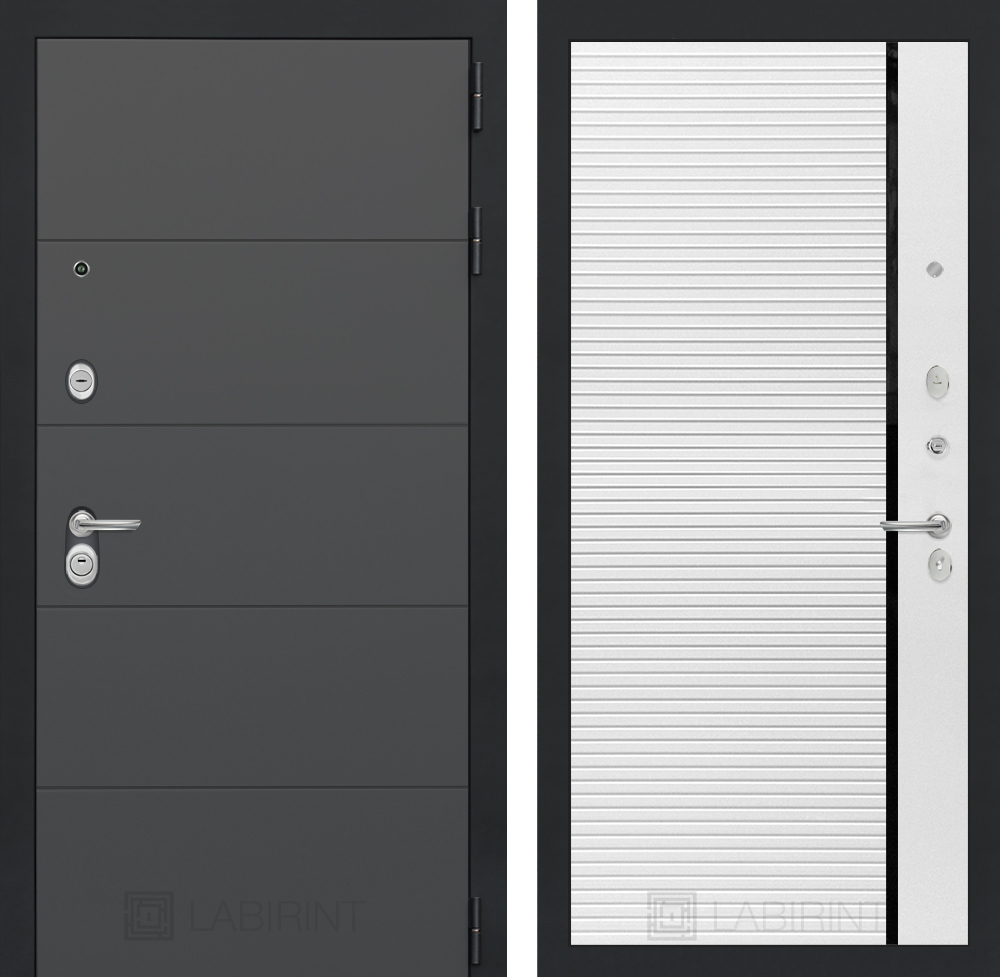 Дверь входная Лабиринт ART Графит 22 - Белый софт металлическая