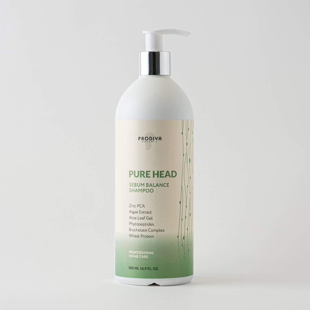 Prodiva, шампунь для жирной кожи головы PURE HEAD SEBUM BALANCE SHAMPOO, 500 мл
