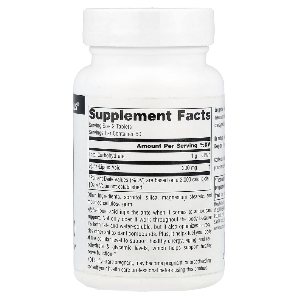 Source Naturals, Альфа-липоевая кислота, 100 мг, 120 таблеток