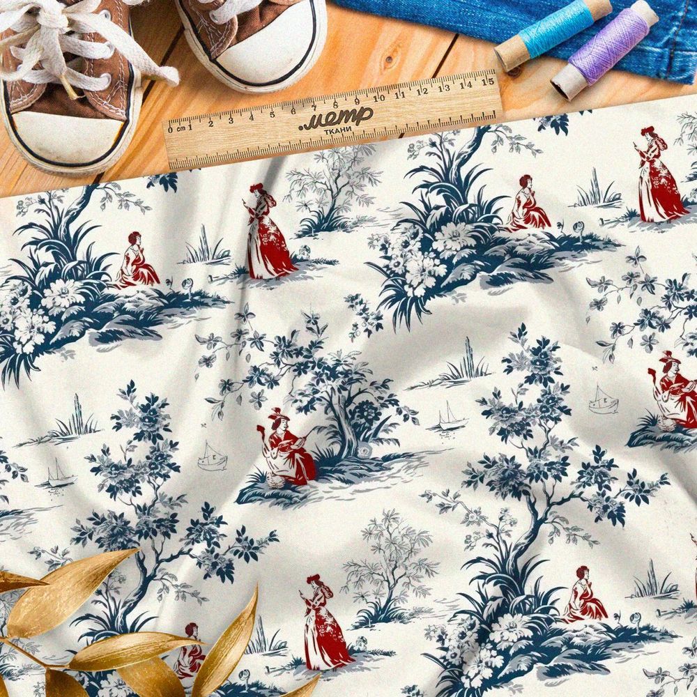 Ткань премиум дюспо пасторальные мотивы