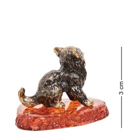 Народные промыслы AM-1051 Фигурка «Котик сидящий» (латунь, янтарь)