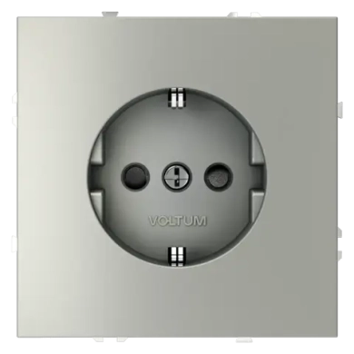Розетка встраиваемая VOLTUM S70 с заземлением и защитными шторками, 16А, (сталь)
