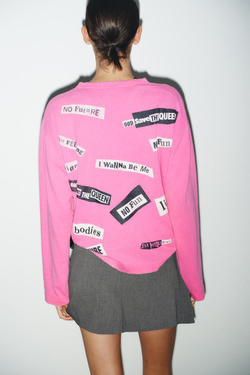 ZARA ФУТБОЛКА С ДЛИННЫМИ РУКАВАМИ SEX PISTOLS, РОЗОВЫЙ