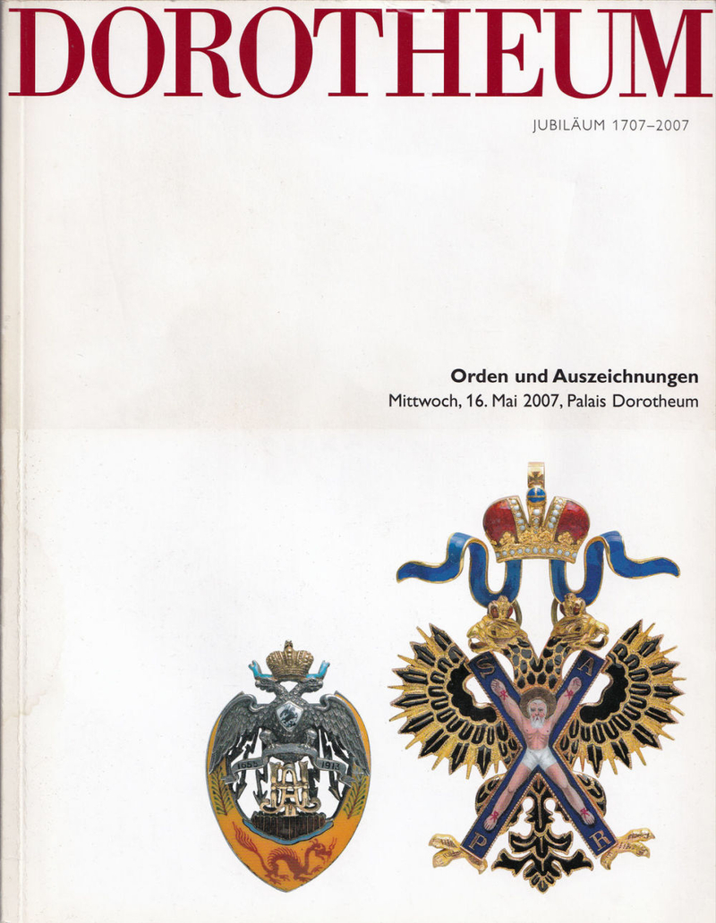 Каталог аукциона Dorotheum, Вена, Ордена и награды от 16 мая 2007 года