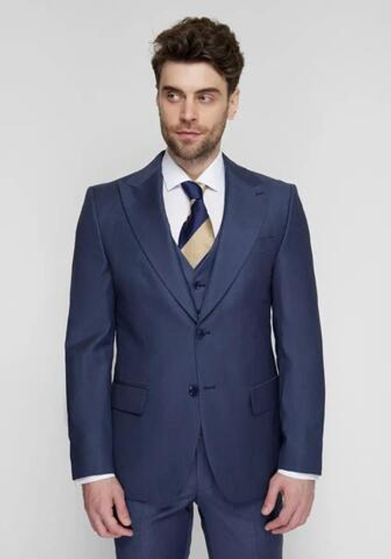 Мужской классический костюм тройка (синий) А27