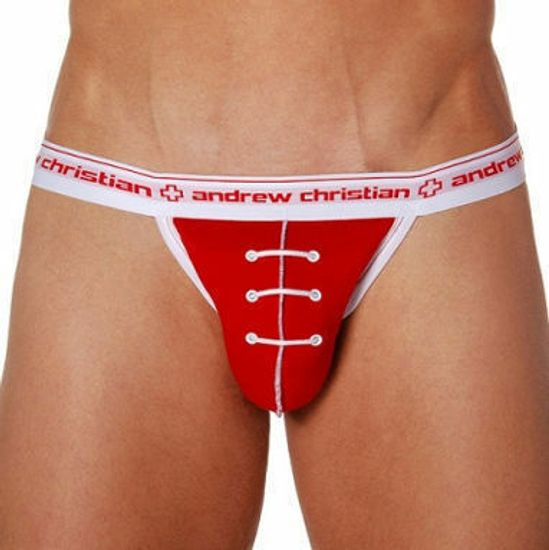 Мужские трусы джоки Andrew Christian Red Football Jockstrap