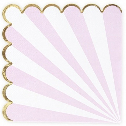 Салфетки Золотая кайма Розовый/Белый Металлик 33*33 см. 12 шт