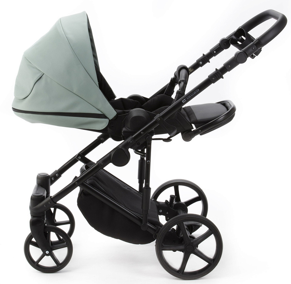 Детская коляска Adamex Zico Deluxe New 3 в 1 ZN-SA20 (СЕРО-ЗЕЛЕНАЯ КОЖА)