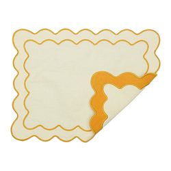 Салфетка под приборы с контрастным кантом горчичного цвета из коллекции Trendy Ruffles, 35х45 см