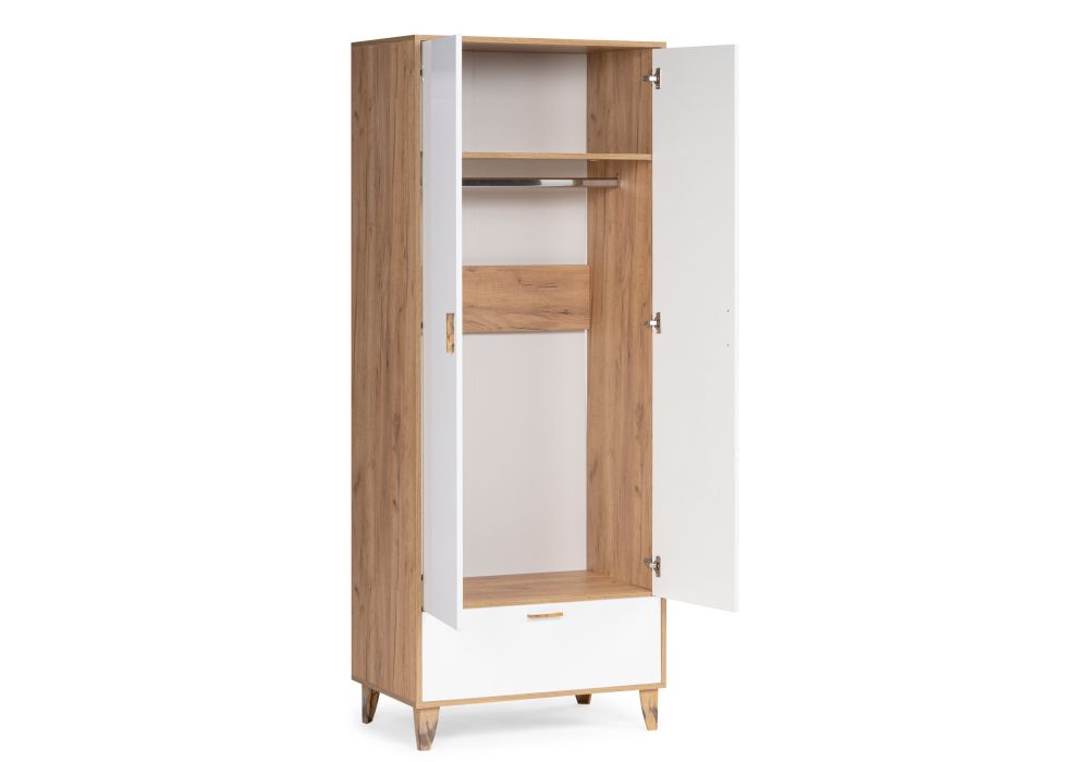 Шкаф Эго Шк-1 на ножках дуб крафт золотой / белый глянец