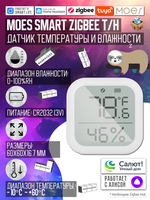 ZigBee Датчик температуры и влажности с дисплеем MOES (Квадратный) (Работает с Яндекс Алисой, Сбер Салют, Tuya))