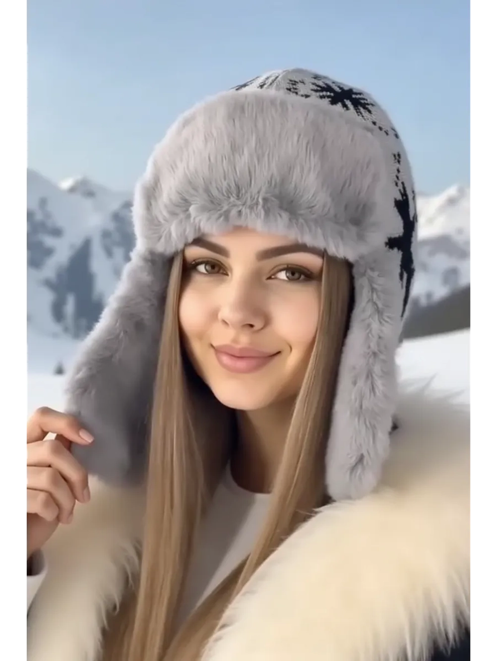 шапка зимняя ушанка вязаная с мехом